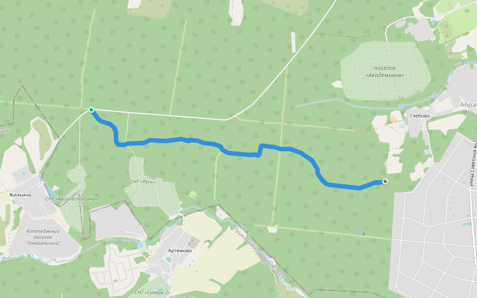 Радонежская лыжня walking route map in Zhilkino