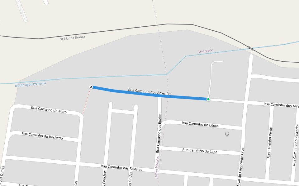 Rua Caminho dos Arrecifes walking route map in Parnamirim