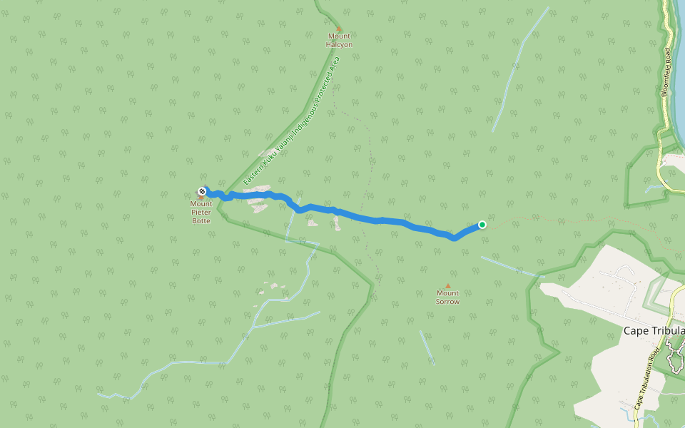 Mount Pieter Botte Trail (access prohibited) walking route map in Cape Tribulation