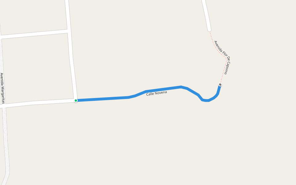 Calle Novena walking route map in Jardines del Rincón