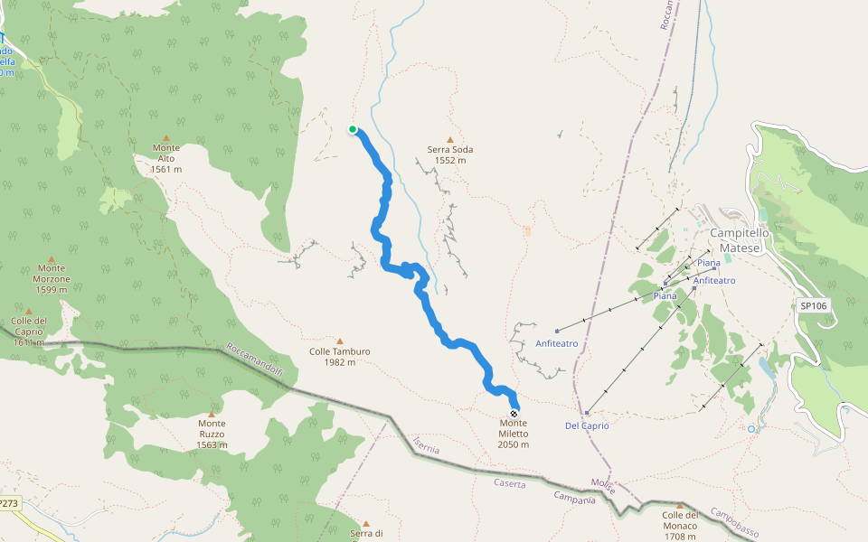 M. Miletto-Valle Rima walking route map in Cantalupo nel Sannio