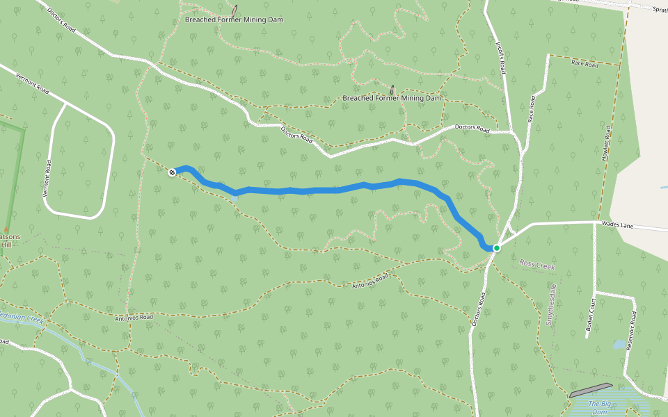 Boden's Water Race No 1 walking route map in Ross Creek