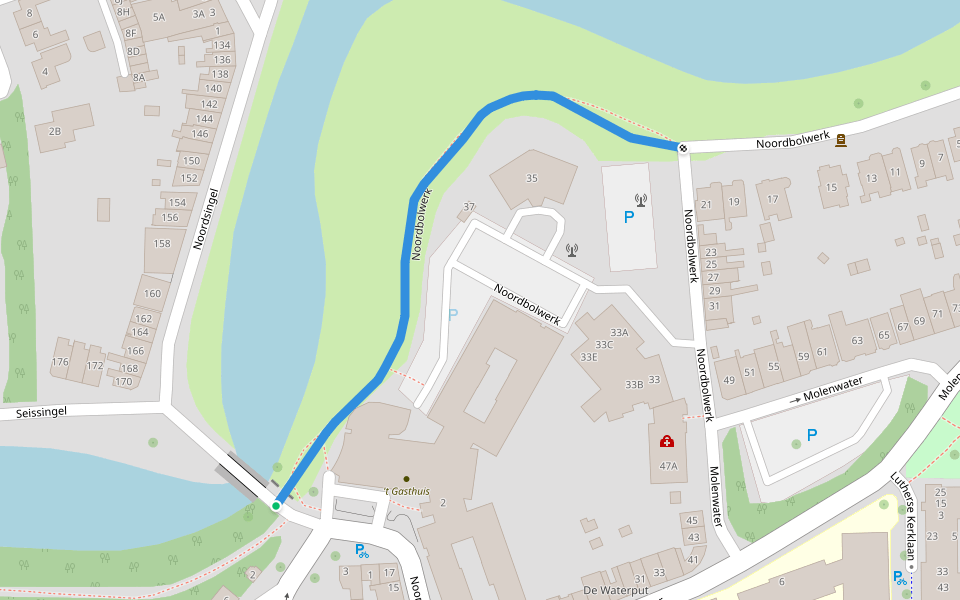 Noordbolwerk walking route map in Middelburg