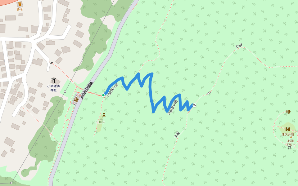 小網登山道 walking route map in Sagamihara