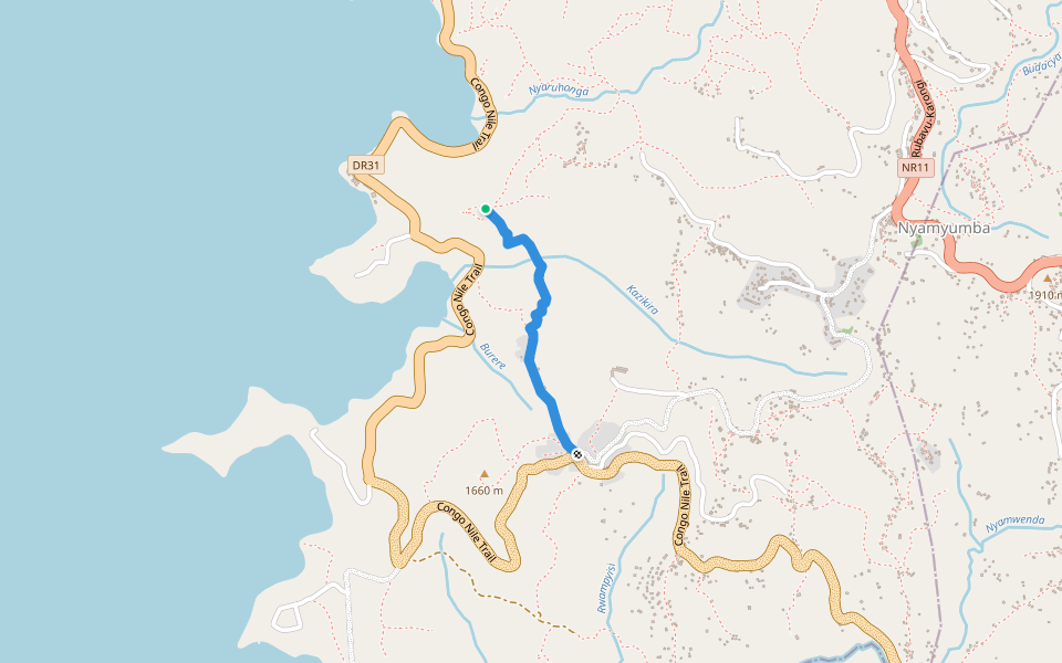 Congo Nile Hiking Trail walking route map in Kigufi