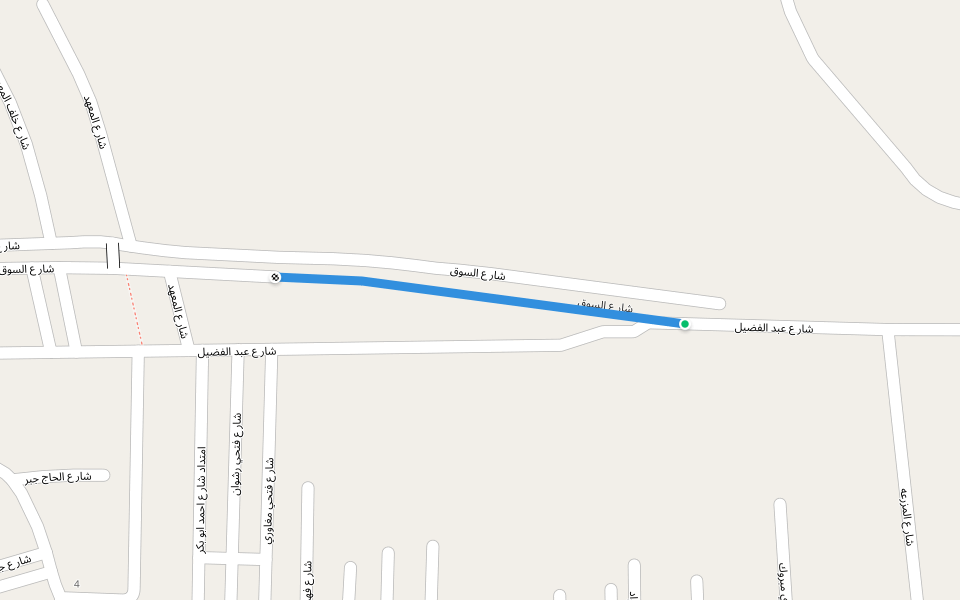 شارع السوق walking route map in 6th of October City