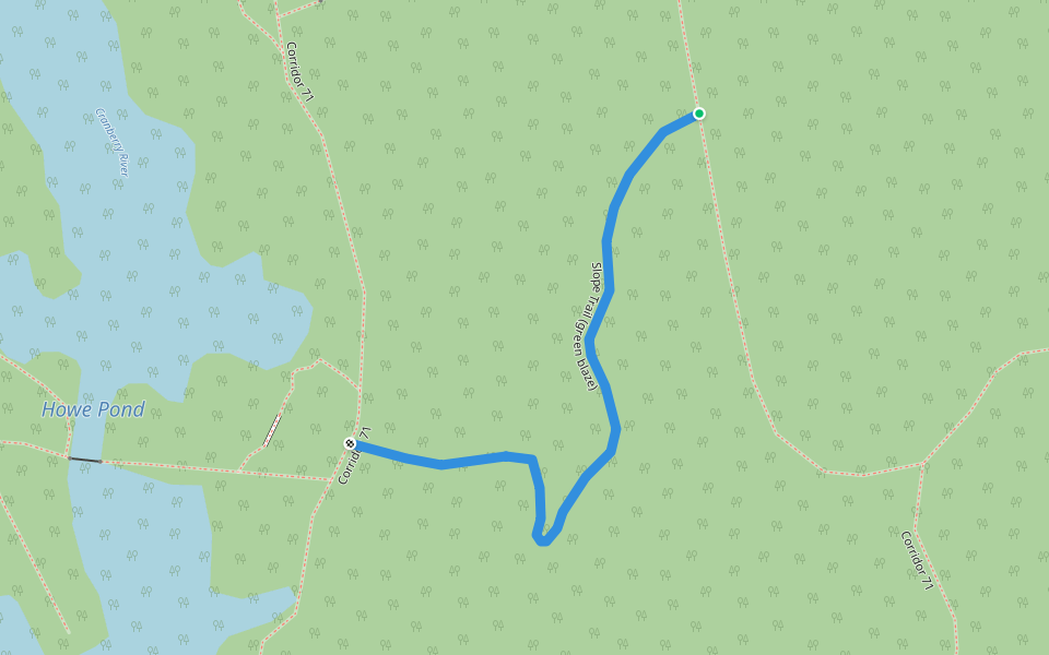 Slope Trail (green blaze) walking route map in Spencer