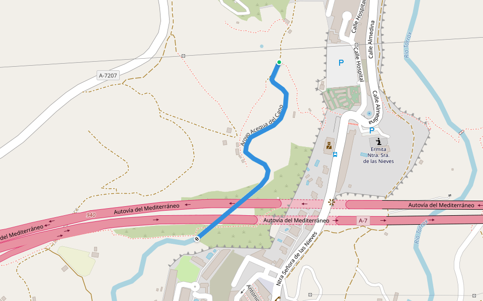 Aroyo Acequa del Cano walking route map in Torrox