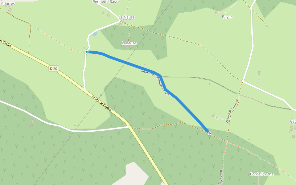 Chemin de Puylaroque à Caylus walking route map in Caylus