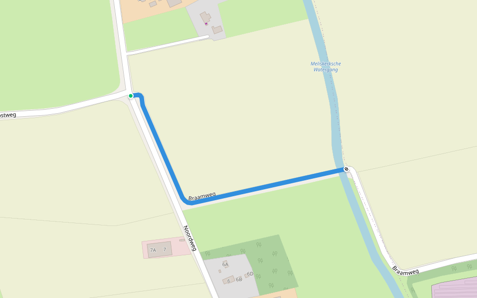 Braamweg walking route map in Biggekerke