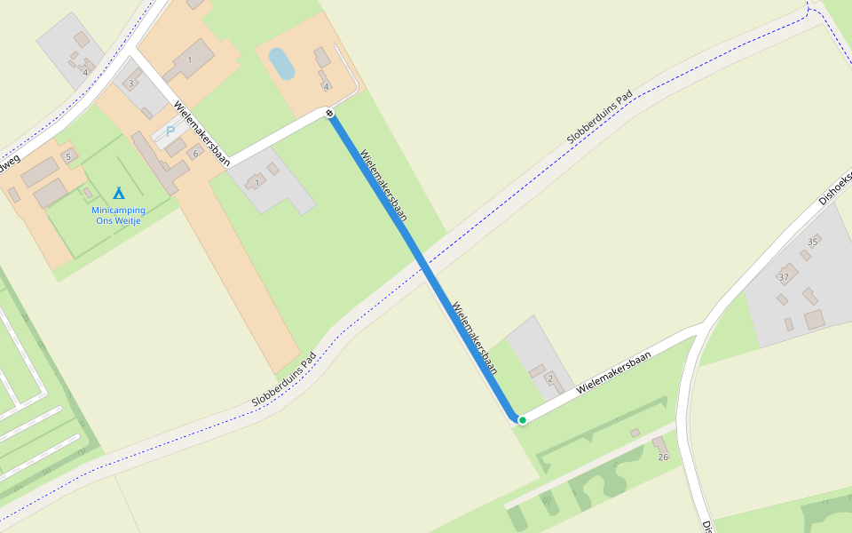 Wielemakersbaan walking route map in Koudekerke