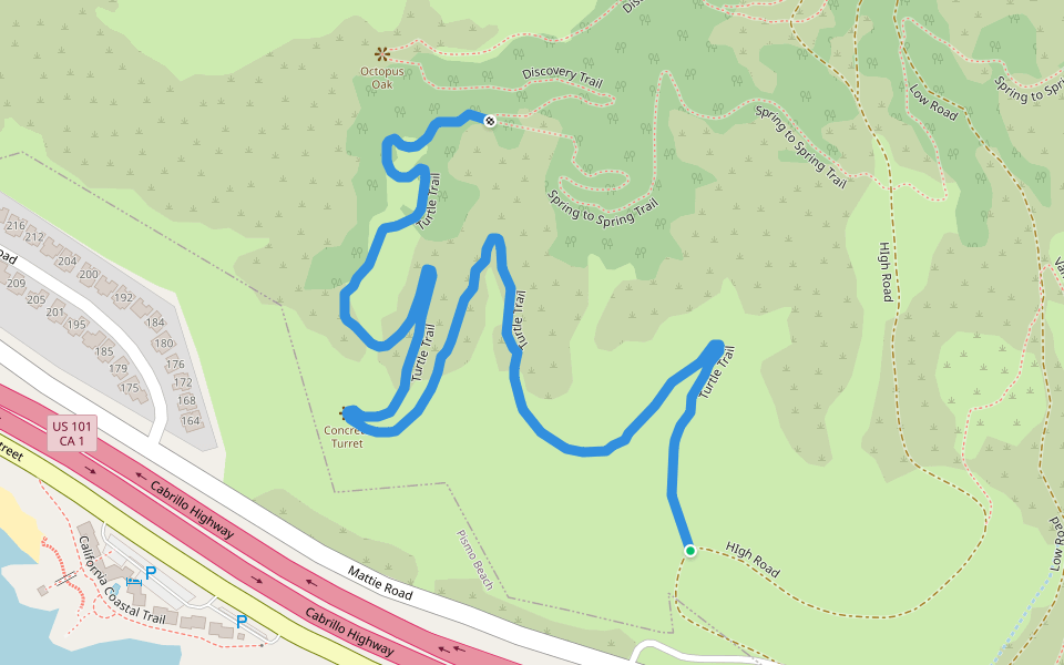 Turtle Trail walking route map in Pismo Beach