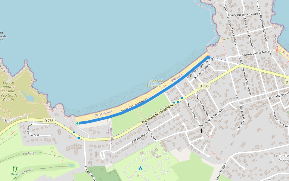Digue de Longchamp walking route map in Saint-Briac-sur-Mer