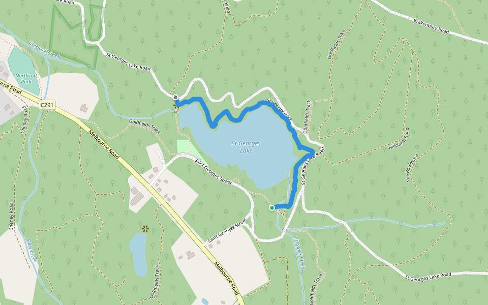 St George track walking route map in Creswick