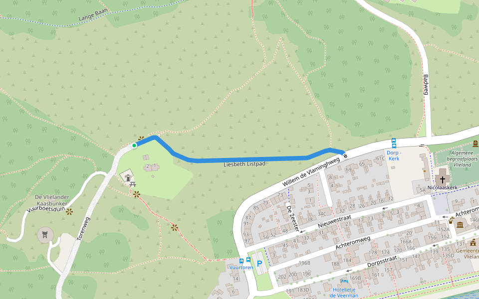 Liesbeth Listpad walking route map in Oost-Vlieland