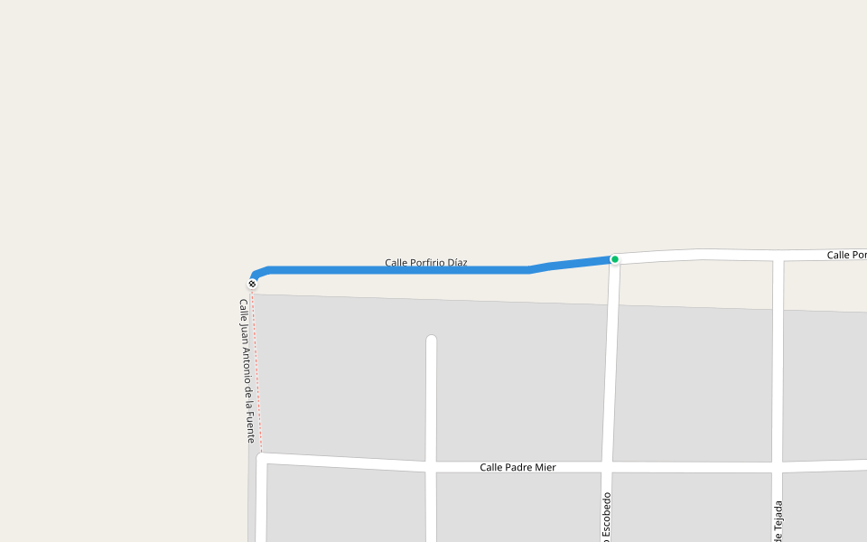 Calle Porfirio Díaz walking route map in San Juan de Sabinas