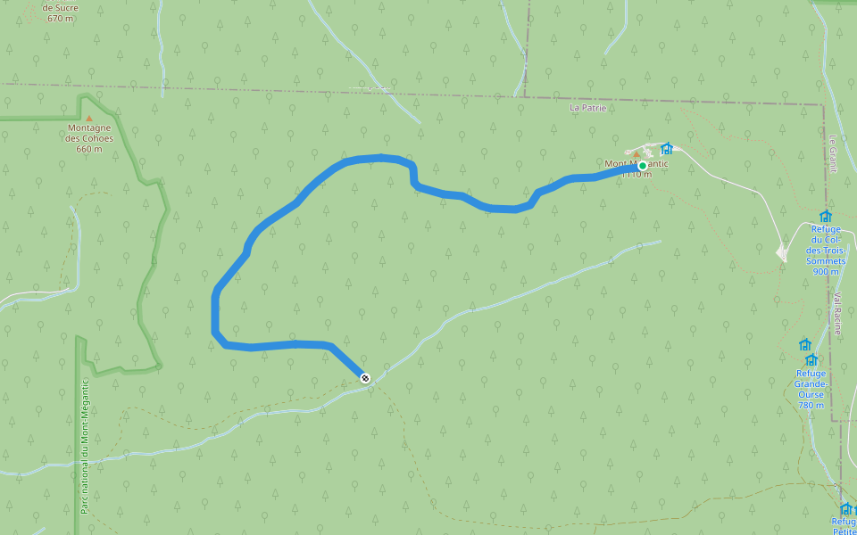 Le Nordique (ski nordique) walking route map in Notre-Dame-des-Bois
