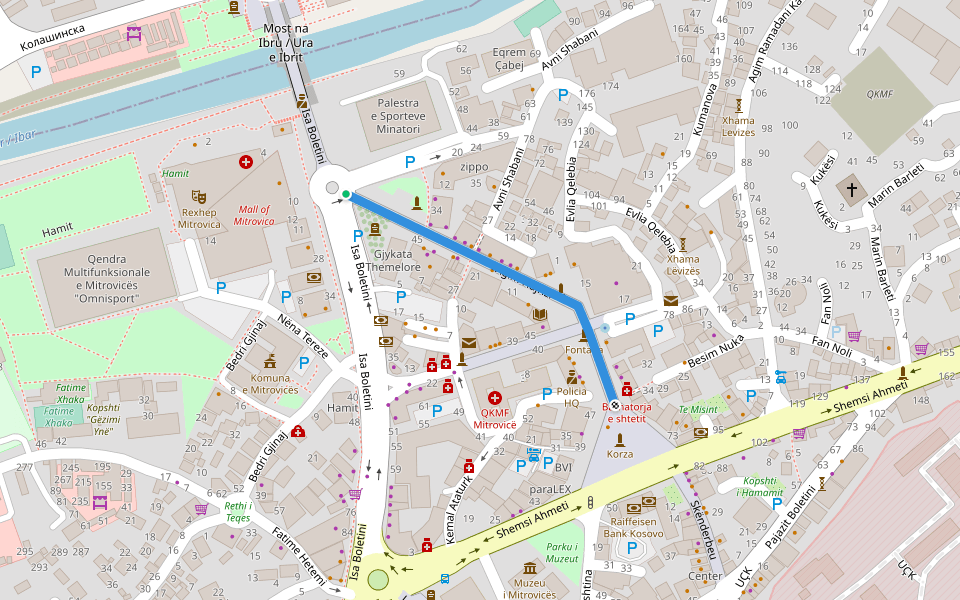 Agim Hajrizi walking route map in Mitrovicë