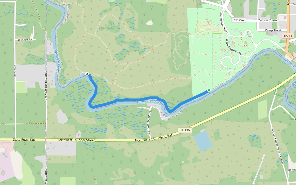 Florida Trail walking route map in White Springs
