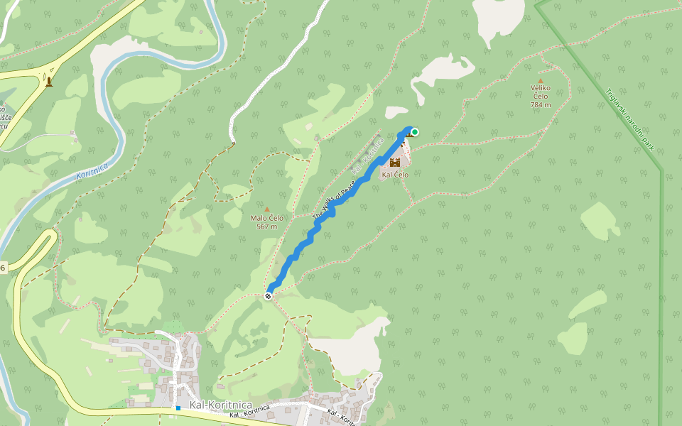 The Walks of Peace walking route map in Kal-Koritnica
