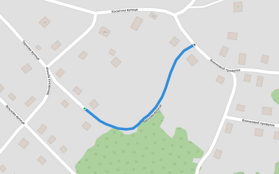 Тернова вулиця walking route map in Poltava