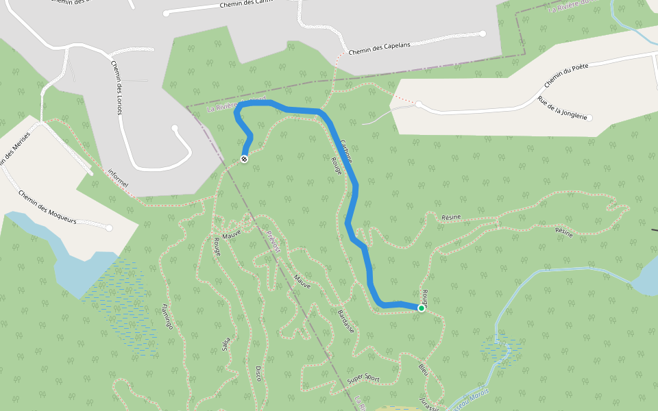 Carbone walking route map in Prévost