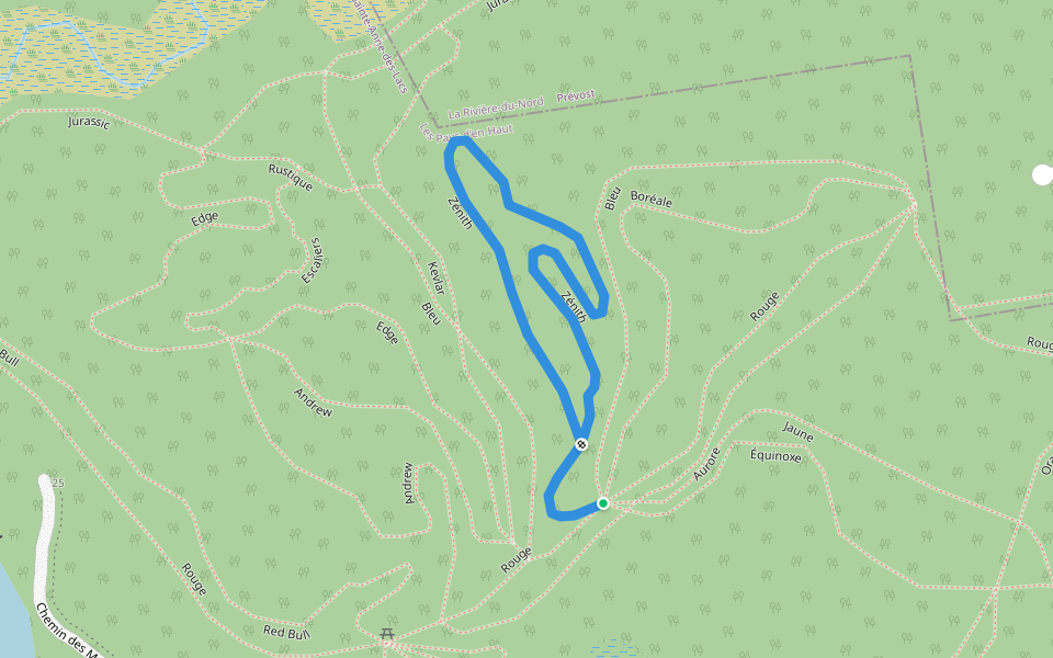 Zénith walking route map in Sainte-Anne-des-Lacs
