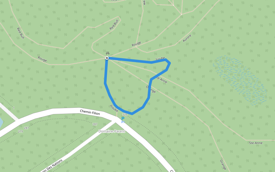 Jujube walking route map in Sainte-Anne-des-Lacs