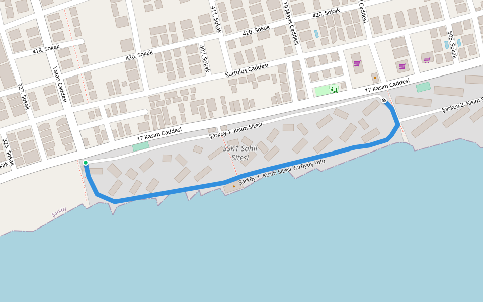 Şarköy 1. Kısım Sitesi Yürüyüş Yolu walking route map in Şarköy