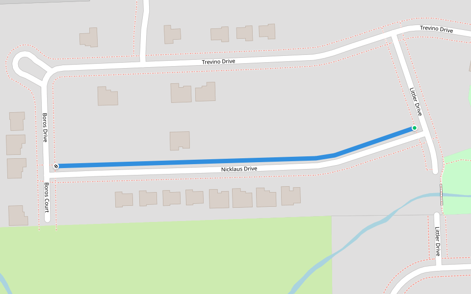 Sidewalk Nicklaus Drive North Side walking route map in Troy