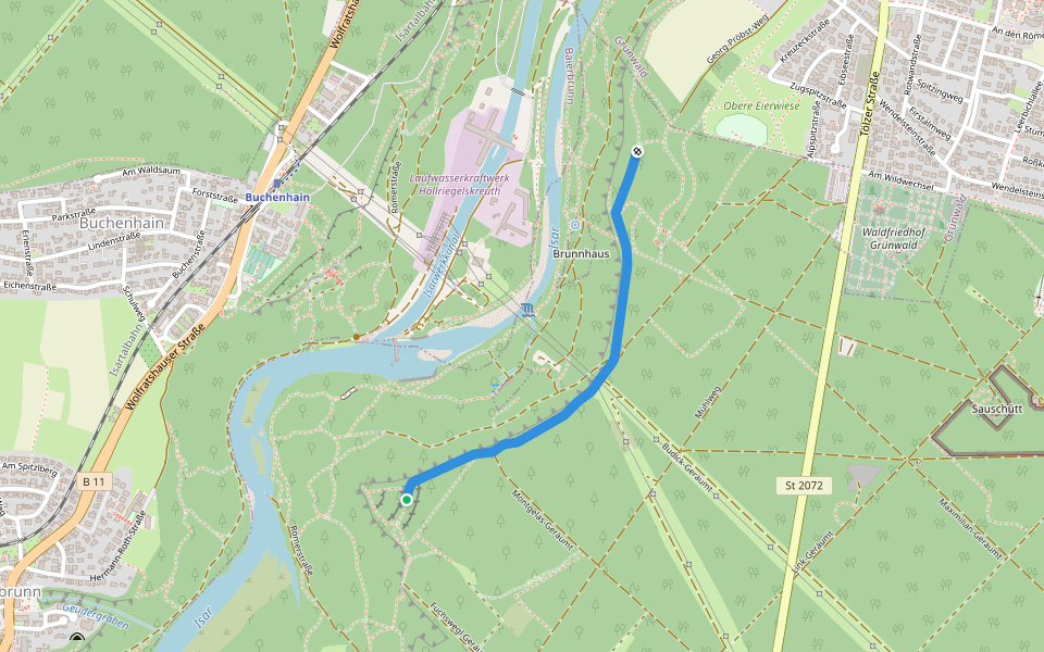 Georg-Pröbst-Weg walking route map in Grünwalder Forst