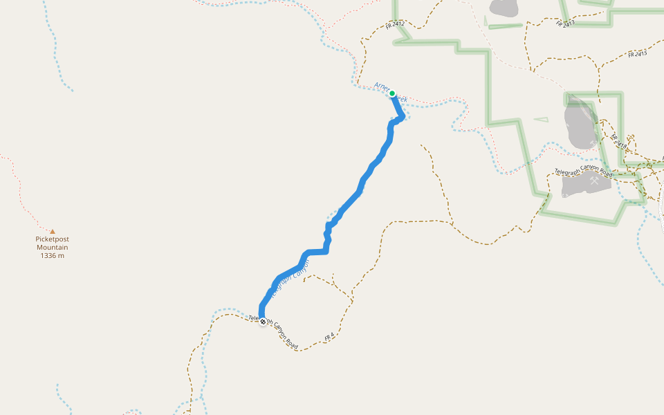 Telegraph Canyon Trail walking route map in Superior