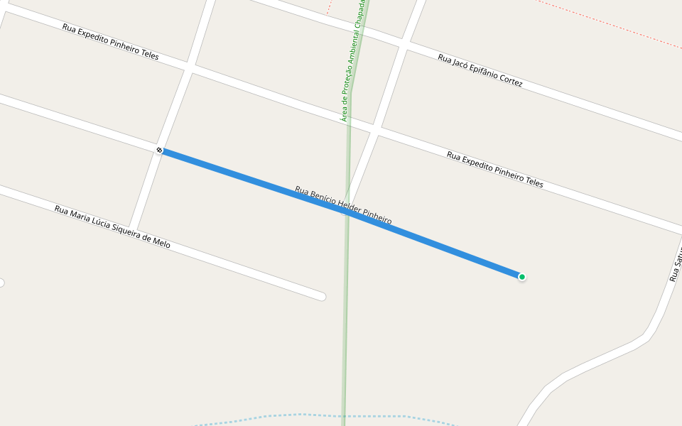 Rua Benício Helder Pinheiro walking route map in Crato