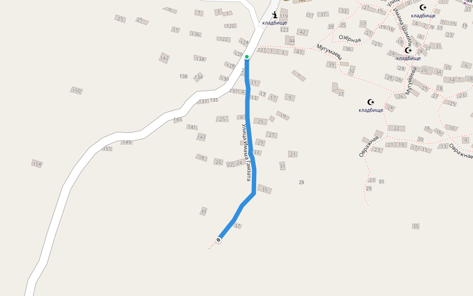 Улица Имама Гамзата walking route map in Orota