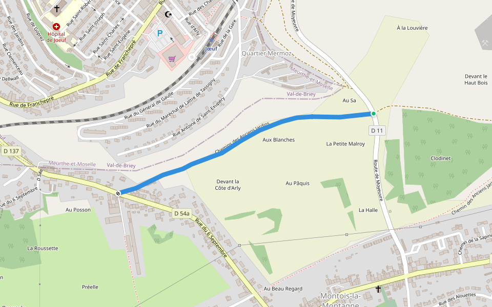 Chemins des Anciens Jardins walking route map in Jœuf