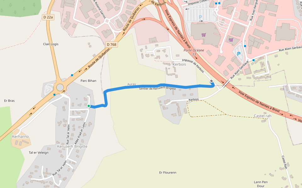 Sentier de Keruzerh-Brigitte walking route map in Crac'h