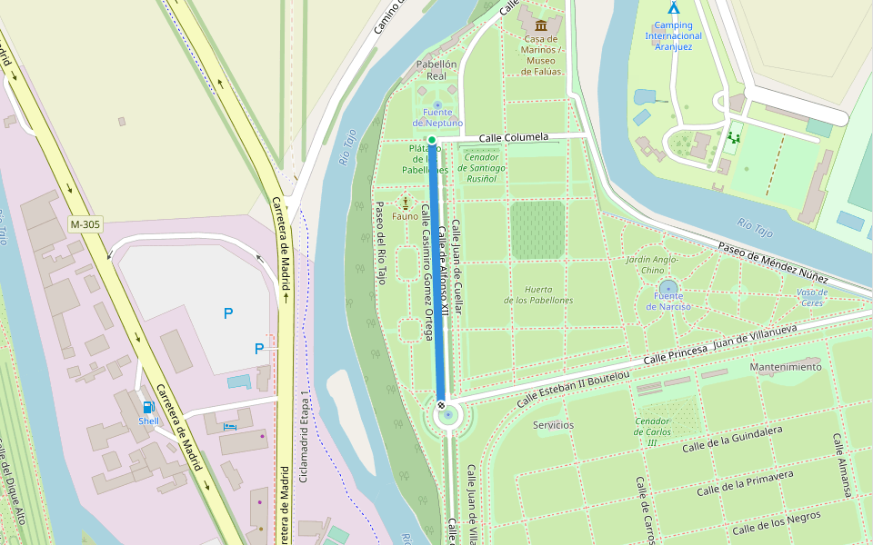 Calle Casimiro Gomez Ortega walking route map in Aranjuez