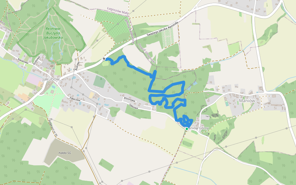 Zadziory walking route map in Maniów