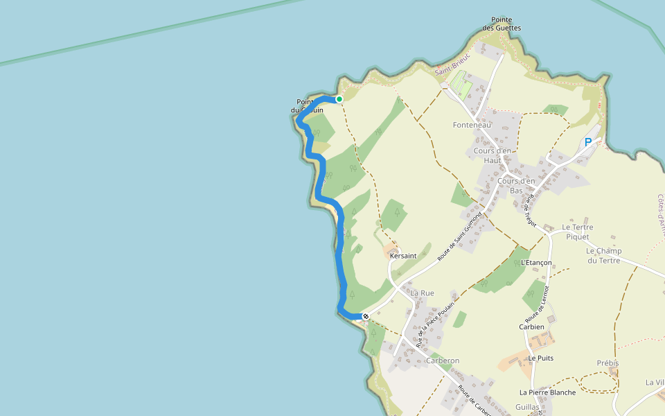 Sentier Côtier sur Hillion (Kersaint-Saint-Guimond) walking route map in Hillion