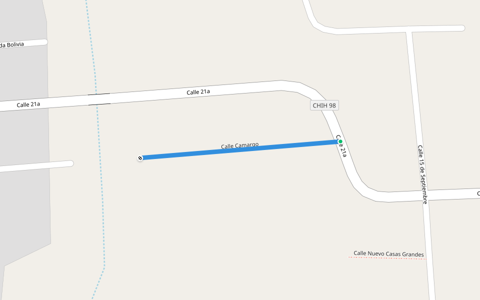 Calle Camargo walking route map in Abraham González