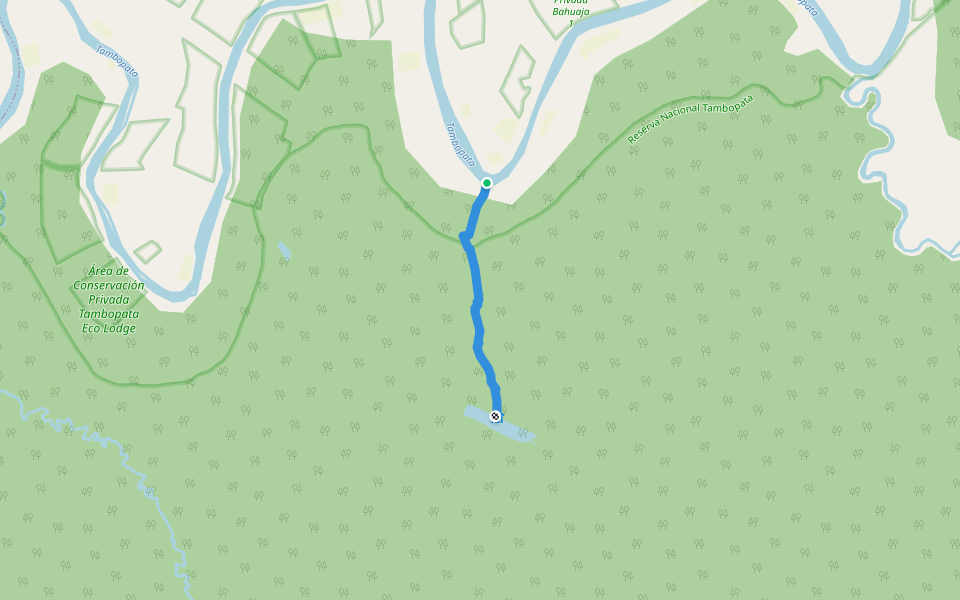 Trail to Lake Sachavacayoc walking route map in Manú