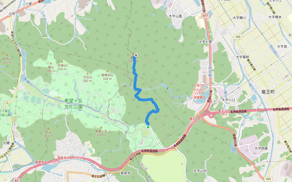 鏡山新道 walking route map in Ryuo