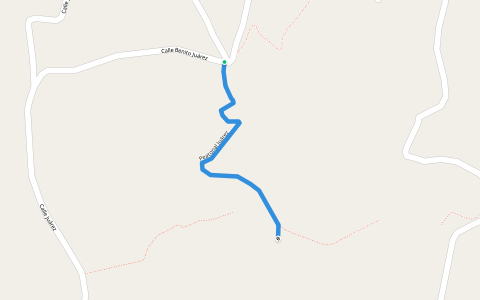 Peatonal Juárez walking route map in Ahuacatlán