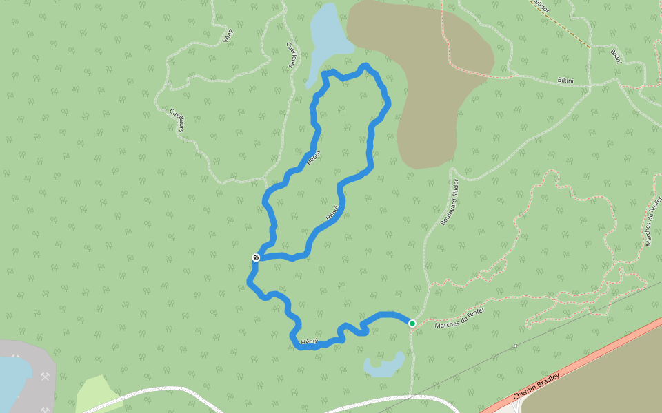 Héoui walking route map in Rouyn-Noranda