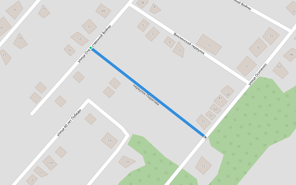 переулок Пирагова walking route map in Кизляр