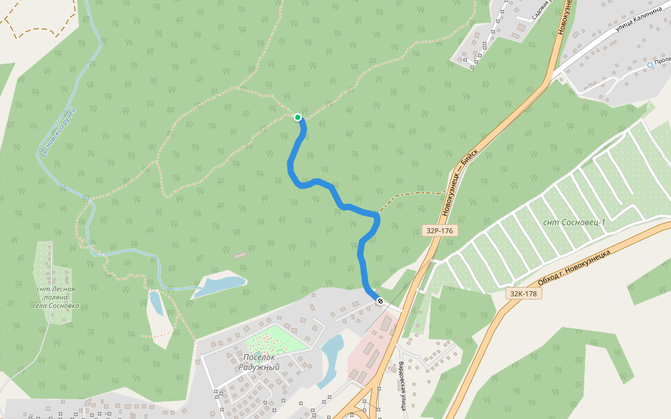 Выезд с Лыжной базы на Вард walking route map in Sosnovka