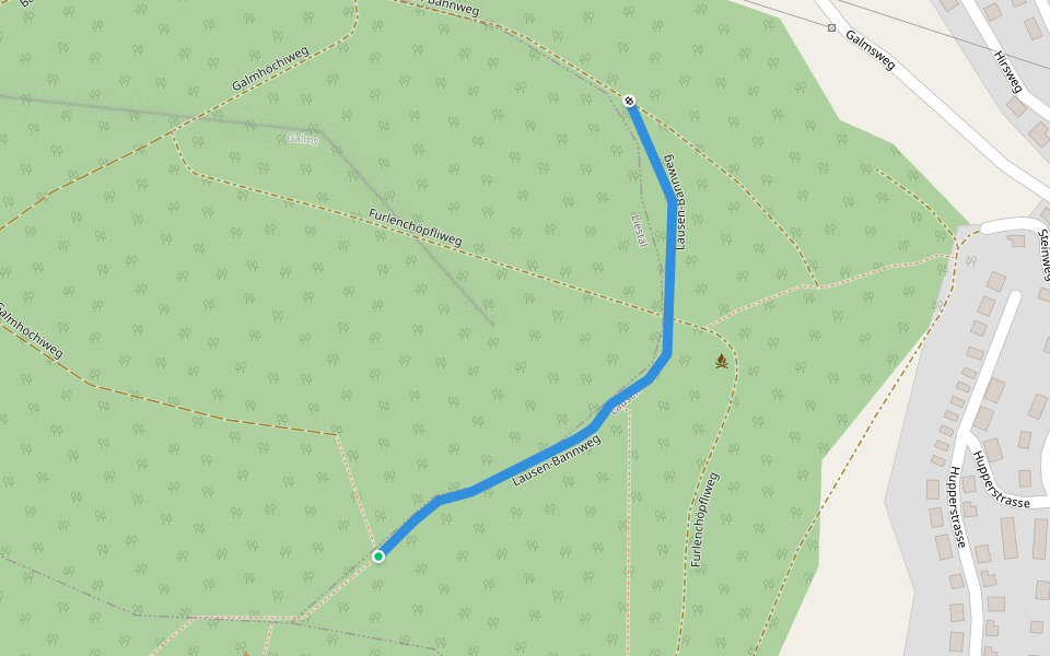 Lausen-Bannweg walking route map in Bubendorf