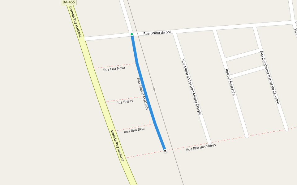Rua Afonso Machado walking route map in Barreiras