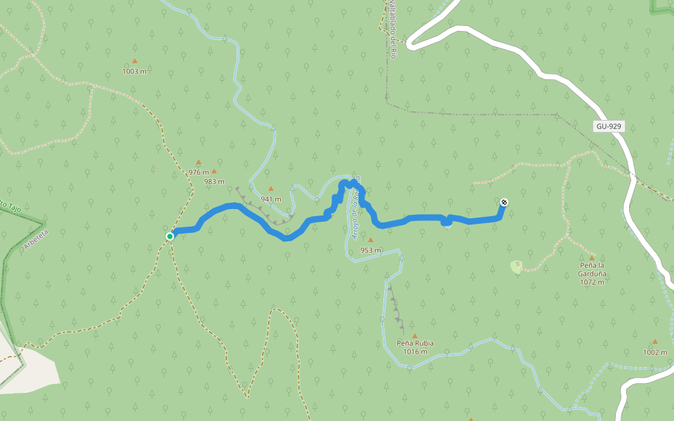 Camino de los Arrieros walking route map in Arbeteta