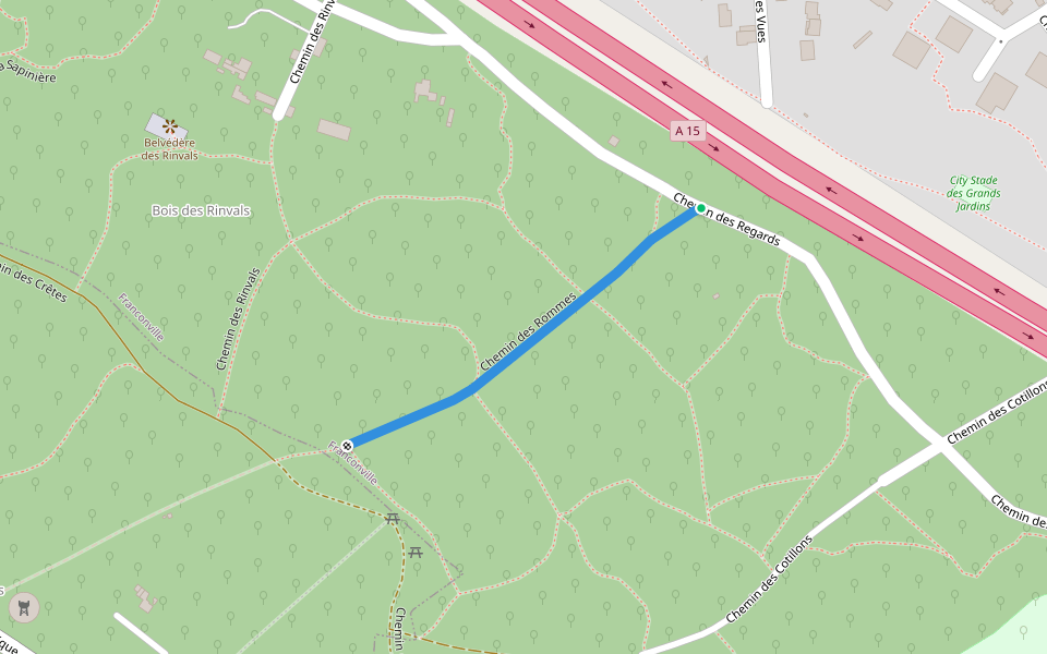 Chemin des Rommes walking route map in Franconville